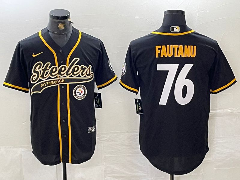 Men Pittsburgh Steelers 76 Fautanu Black Joint Name 2024 Nike Limited NFL Jersey style 3